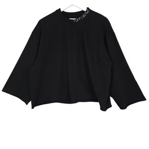 Tuff Crowd Crew Crop Boxy Sweatshirt In Black
